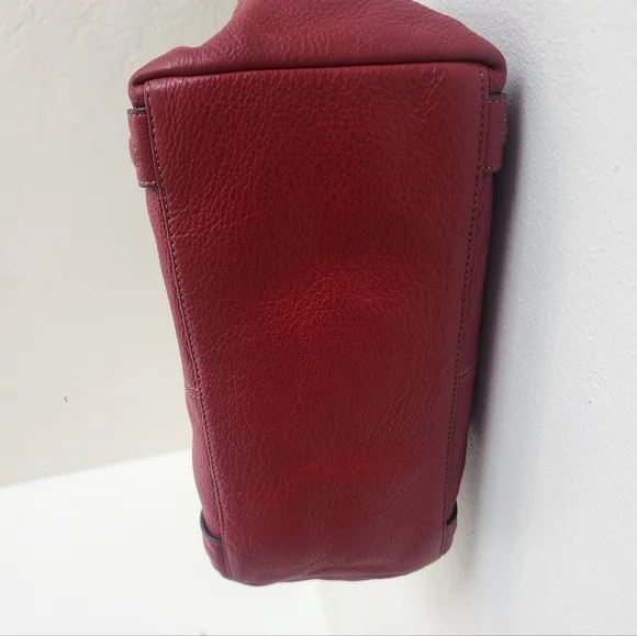 Tignanello Red Pebbled Leather Tote Shoulder Bag Silver Hardware Excellent Cond - Picture 12 of 13